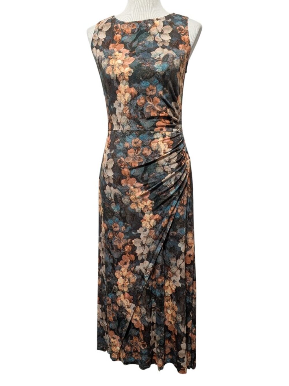 Peruvian Connection Womens Sz S Twillight Floral Ruched Sleeveless Orchard Dress - Picture 2 of 11
